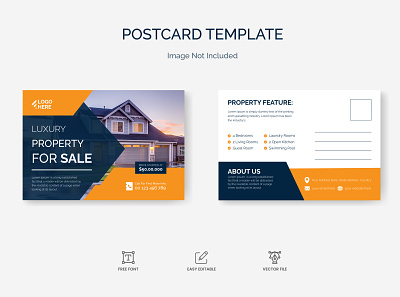 Corporate Property Real Estate Postcard Design Template advertising brand identity business postcard corporate postcard home sale postcard marketing agency postcard modern home postcard postcard postcard design postcard design template postcard template postcards property postcard real estate service card template design vector design