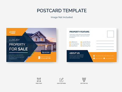 Corporate Property Real Estate Postcard Design Template advertising brand identity business postcard corporate postcard home sale postcard marketing agency postcard modern home postcard postcard postcard design postcard design template postcard template postcards property postcard real estate service card template design vector design