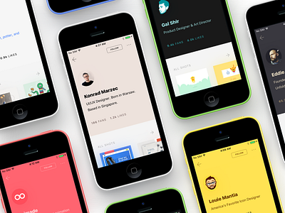 Player colours dribbble flat ios me mobile page player profile ui