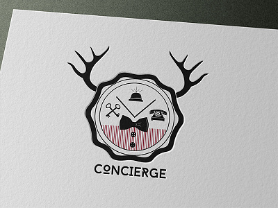 Concierge Logo Design concierge deer hipster hotel logo modern tie