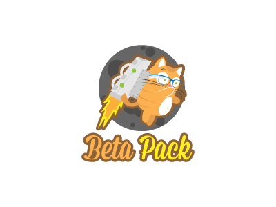 Beta Pack Logo Design cat logo mascot moon space