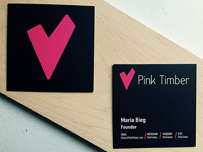 Pink Timber Cards abstract black flat heart icon logo love minimal pink simple timber