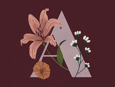 A design floral floral design illustration letter series procreate texture