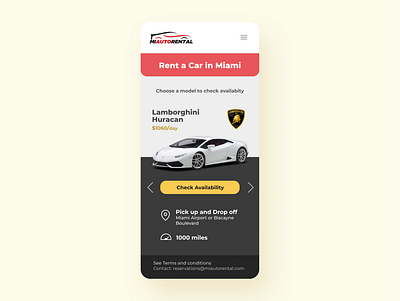 Renta a car app UI design design ui ux web