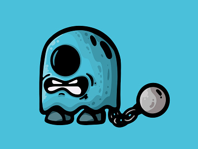 jailed ghost blue cartoon colors design ghost ghosts illustration jail