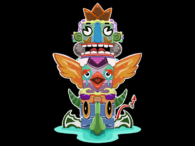 totem animal animals cartoon color colors demon design devil illustration indian mask totem