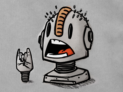 Angry robot angry cartoon horns metal metallic music robot robotics robots rock scream yeah