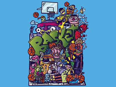 Doodle basket cartoon color colors doodle doodleart doodles illustration ink party sport sports