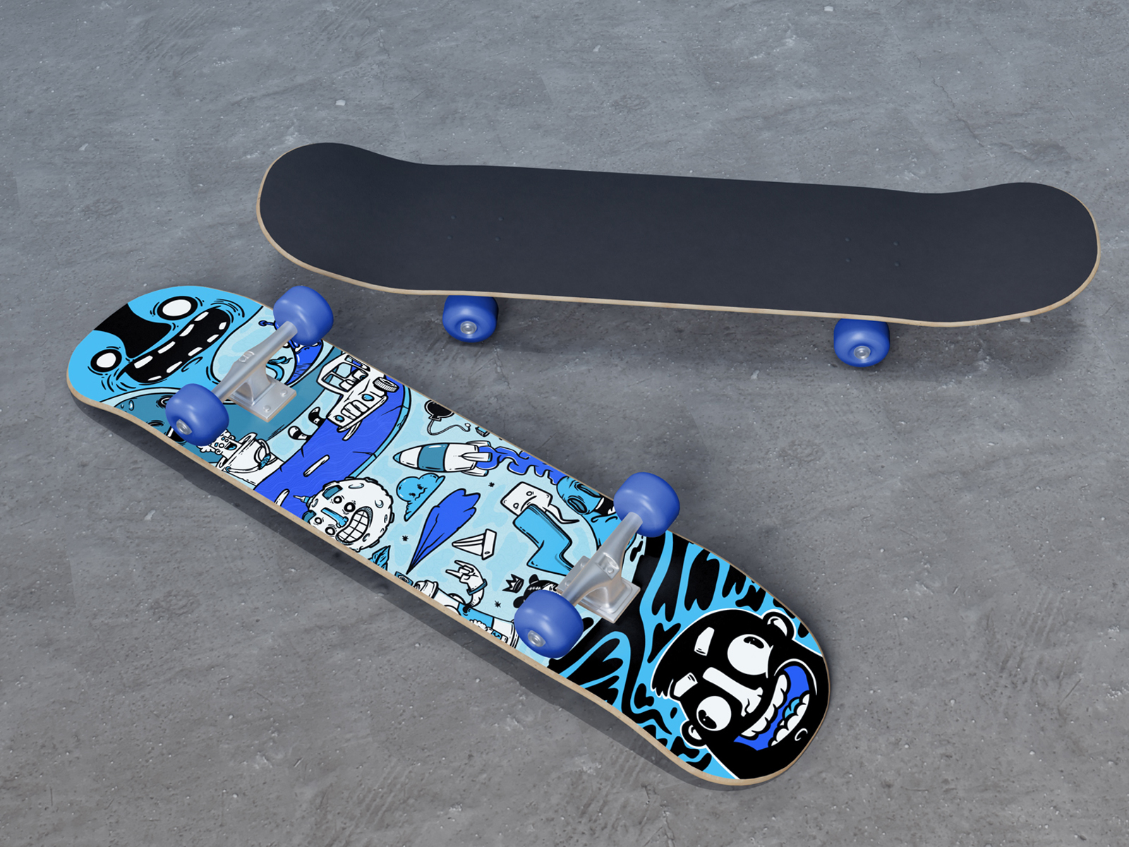 blue doodle skate by Manu Vila on Dribbble