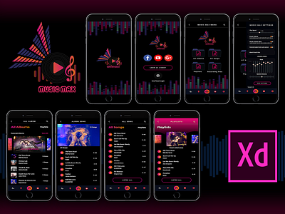 "MUSIC MAX" MUSIC PLAYER APP UI/UX DESIGN DESIGN music app music app ui music app ux ui ux design ui ux uidesign