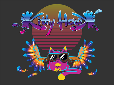 Kitty Hawk 80s 80s logo concept game concept game logo illustration kitty hawk logo promo art promotional art vaporwave vaporwave logo vector vector character vector illustration vr game