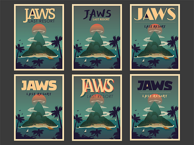 Jaws: Last Resort poster designs illustration jaws jaws resort poster art poster artwork poster design retro poster retro travel shark shark poster travel poster vector art vector illustration