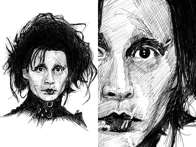 Edward Scissorhands Illustration/Sketch black white edward scissorhands illustration johnny depp pen sketch