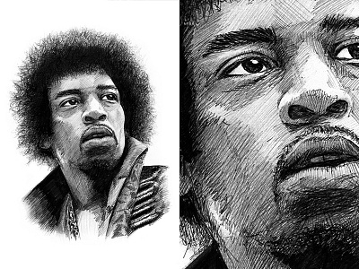 Jimi Hendrix Illustration black drawing hendrix illustration jimi hendrix pen white