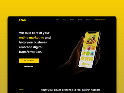 FAZT - Digital Marketing Agency - Web Design dark theme design minimal ui ux web