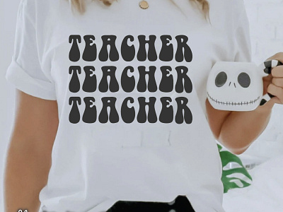 Teacher Black Typographic Sublimation for Printing