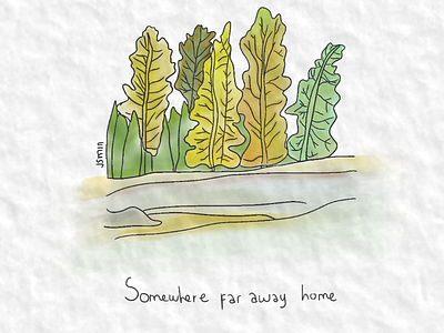 Somewhere far away home watercolor digitalart