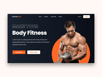 Fitness landing page design bodybuilding design excercise fitness accessories fitness model health healthy lifestyle home page homepage landing page lifestyle minimal personal trainer sport training ui web design web page website weight loss