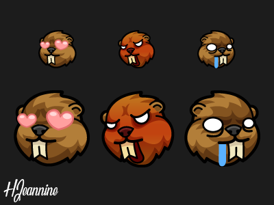 Beaver Emotes animal beaver character emoji emote icon icon design illustrator twitch twitchemote vector vector art