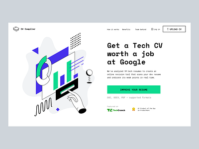 CV Compiler main page minimal ui ux web