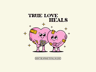 True love heals - Valentine's Day Card 14 feb beautiful couple heart illustration love valentines day