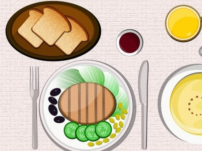 Dinner bread dinner food illustraion plate soup vector