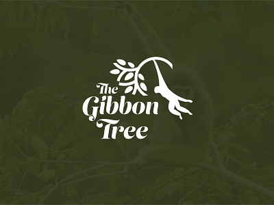 The Gibbon Tree Logo ape logo ape tree logo gibbon branding gibbon logo gibbon tree logo design minimal ape logo minimal gibbon minimal tree logo monkey logo tree branding tree logo