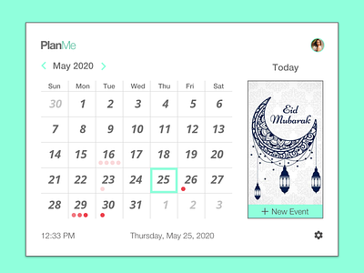 Calendar UI for DailyUI challenge calendar dailyui ui