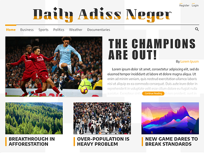 Addis Neger News Site ethiopian homepage logo news typography ui ux