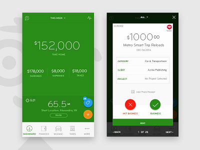 Expense Tagging expenses finance mileage mobile on demand ui ux