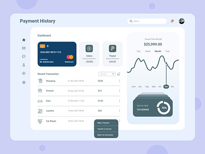 Payment History Dashboard dashboard graphic design history payment payment history payment history dashboard ui uiux ux web design web page web ui