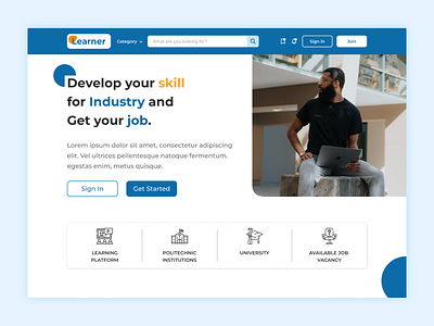Educational Institution Landing Page - Hero Section homepage landing page template ui