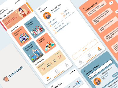 Mobile App - CoroCare covid19 illustration mobile ui ux