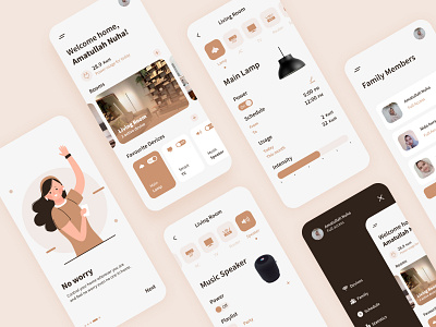 Mobile App - Smart Home app design devices family home lamp mobile mobile app mobile ui simple smart smart app smart home smarthome speaker ui ui design uidesign uiux ux