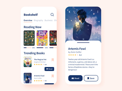 Mobile App - Book Reader app book bookshelf design illustration mobile mobile app mobile ui reading reading app reading book ui ux