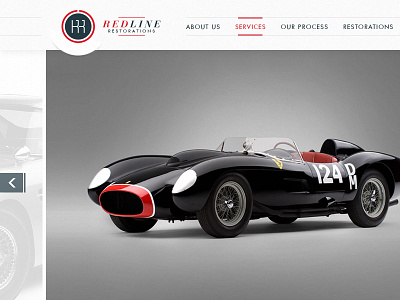 Redline Restorations Homepage banner bodoni cars classic high end homepage logo redline restorations rollover slider sports cars