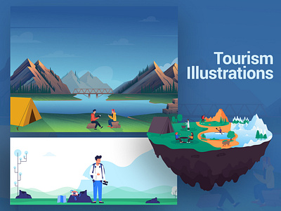 Tourism Illustrations animation branding design graphic design illustration logo ui vector web website