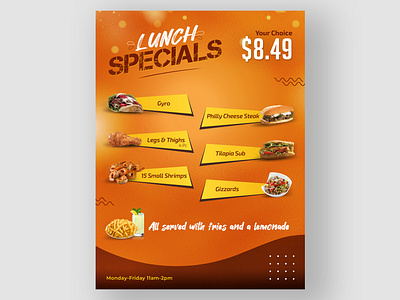 Flyer Design for a Restaurant Lunch Menu branding design illustration restaurant branding social media marketing typography vector