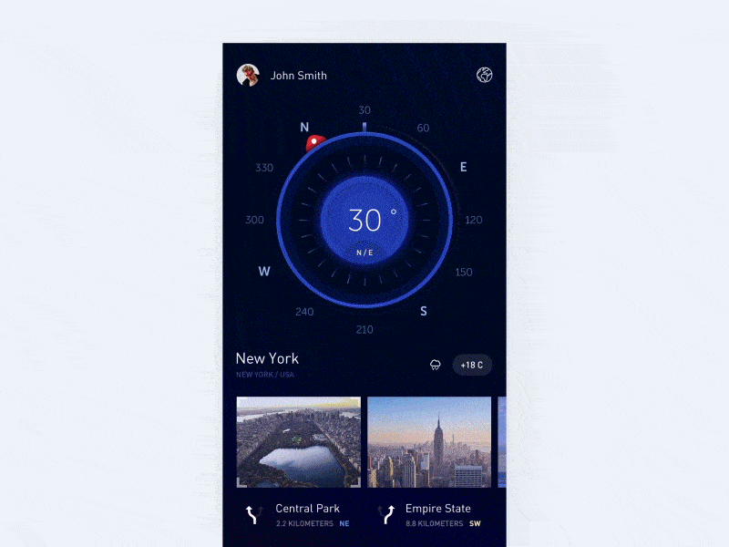 Compass - concept blue creative design geoanimation gif ios location map mobile ui ux