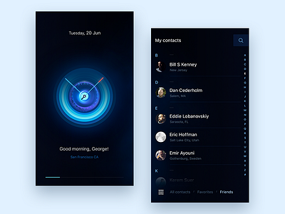 My contacts blue call concept contacts design effects friendlist ios mobile ui ux watch