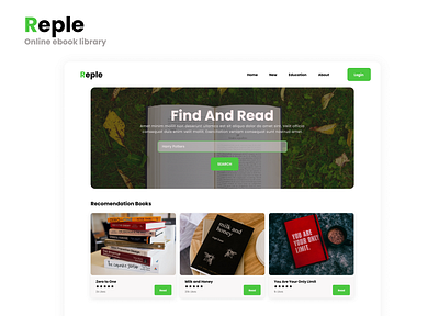 Reple- online ebook library design ebook library online ui web web design webdesign
