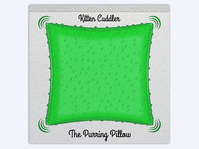 Purring Pillow fabric green logo pillow product tag