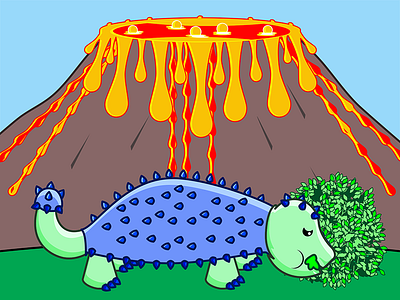 Dinosaur Adventure Colored ankylosaurus coloring book dinosaur lava volcano