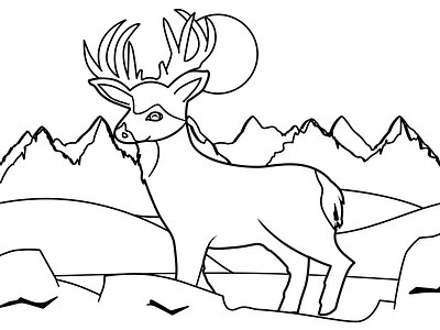 Deer Adventure Dribbble cartoon coloring book deer vector