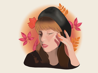 Autumn girl autumn digitalillustration illustration leaves procreate