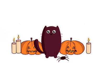 Halloween sticker cats digitalillustration illustration procreate