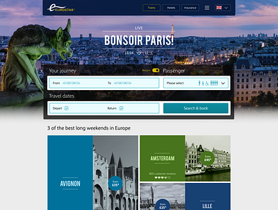 Eurostar 'booking magnet' component concept. eurostar trains transport