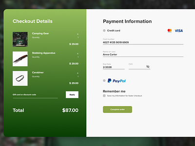 Daily UI 002 - Credit Card Checkout