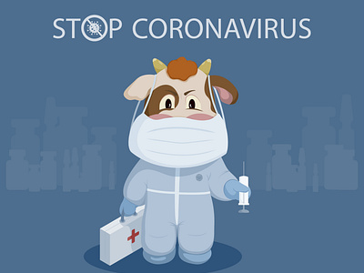 Bull doctor bull coronavirus covid19 illustration mask vaccine vector