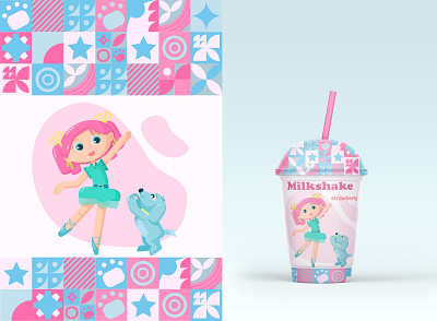 Packaging design of a milkshake character character design design girlie illustration milkshake vector
